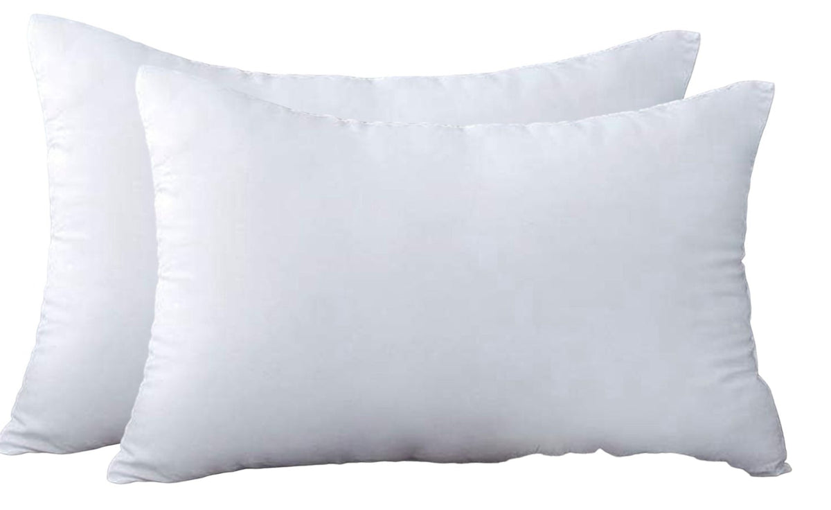Two white pillows on a light gray background