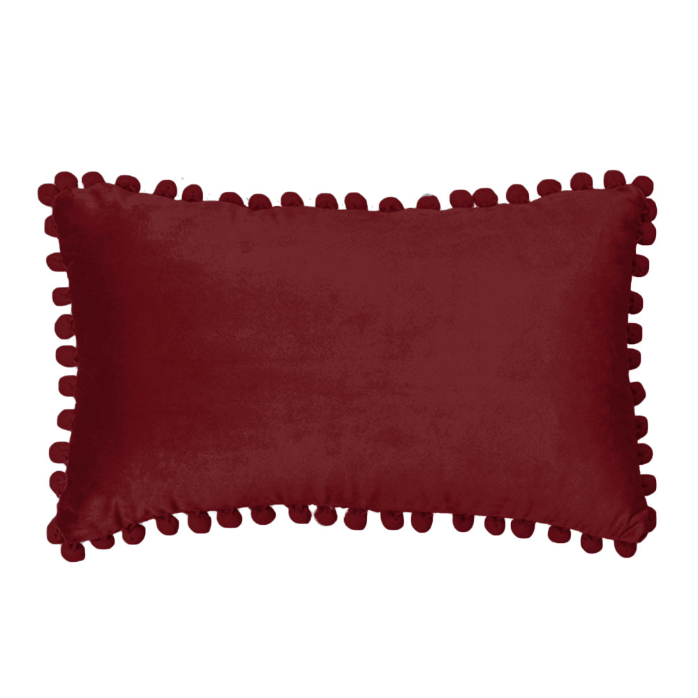 Velvet Pom-Pom Lumbar Pillow