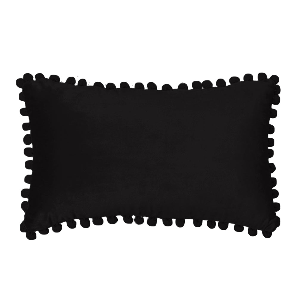 Velvet Pom-Pom Lumbar Pillow
