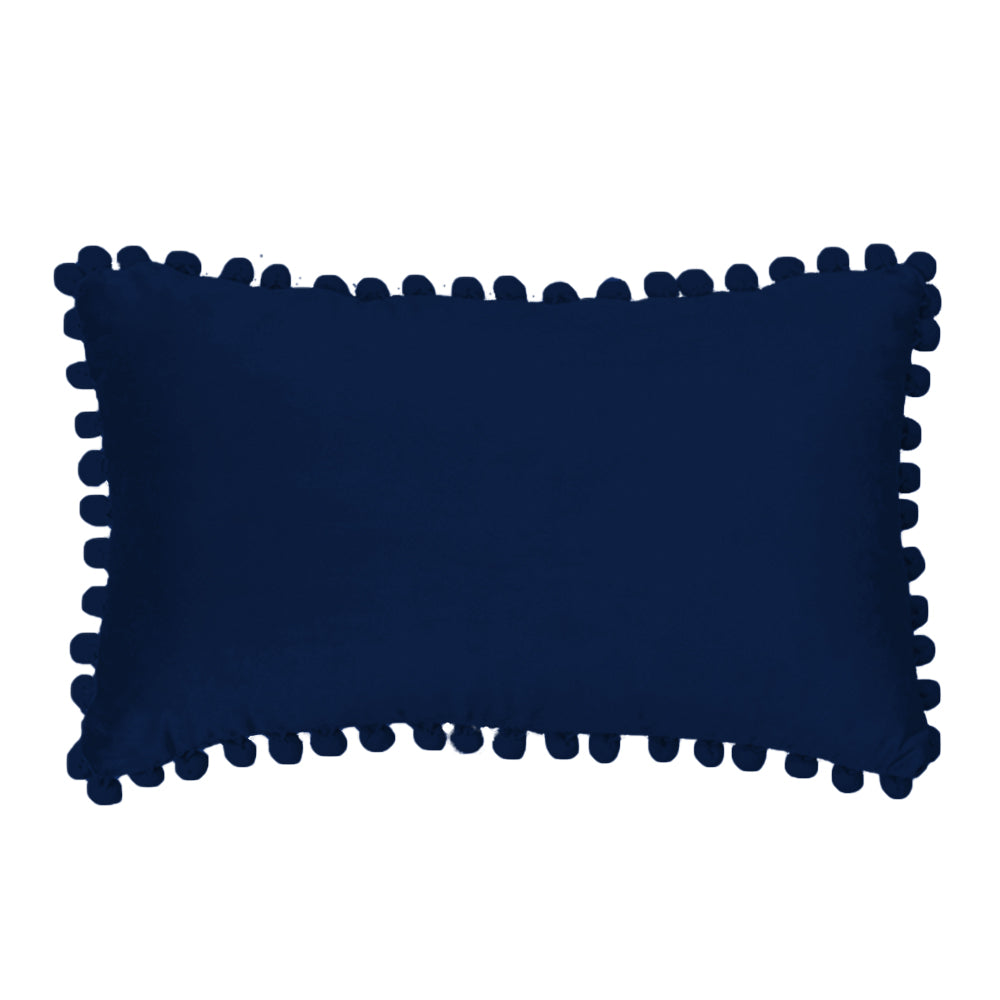 Velvet Pom-Pom Lumbar Pillow