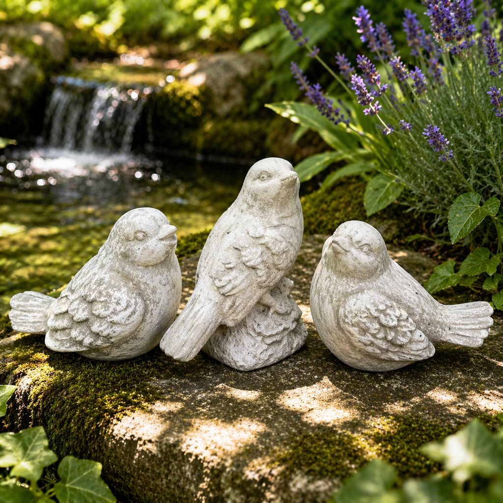 The Garden Songbirds | Vintage Cement Bird Statues