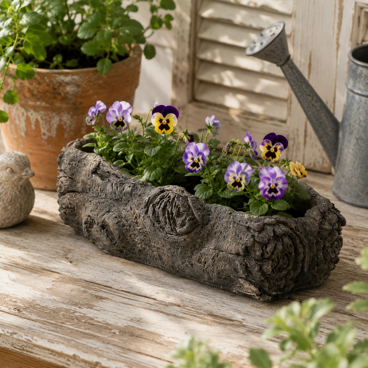 Woodland Log Planter