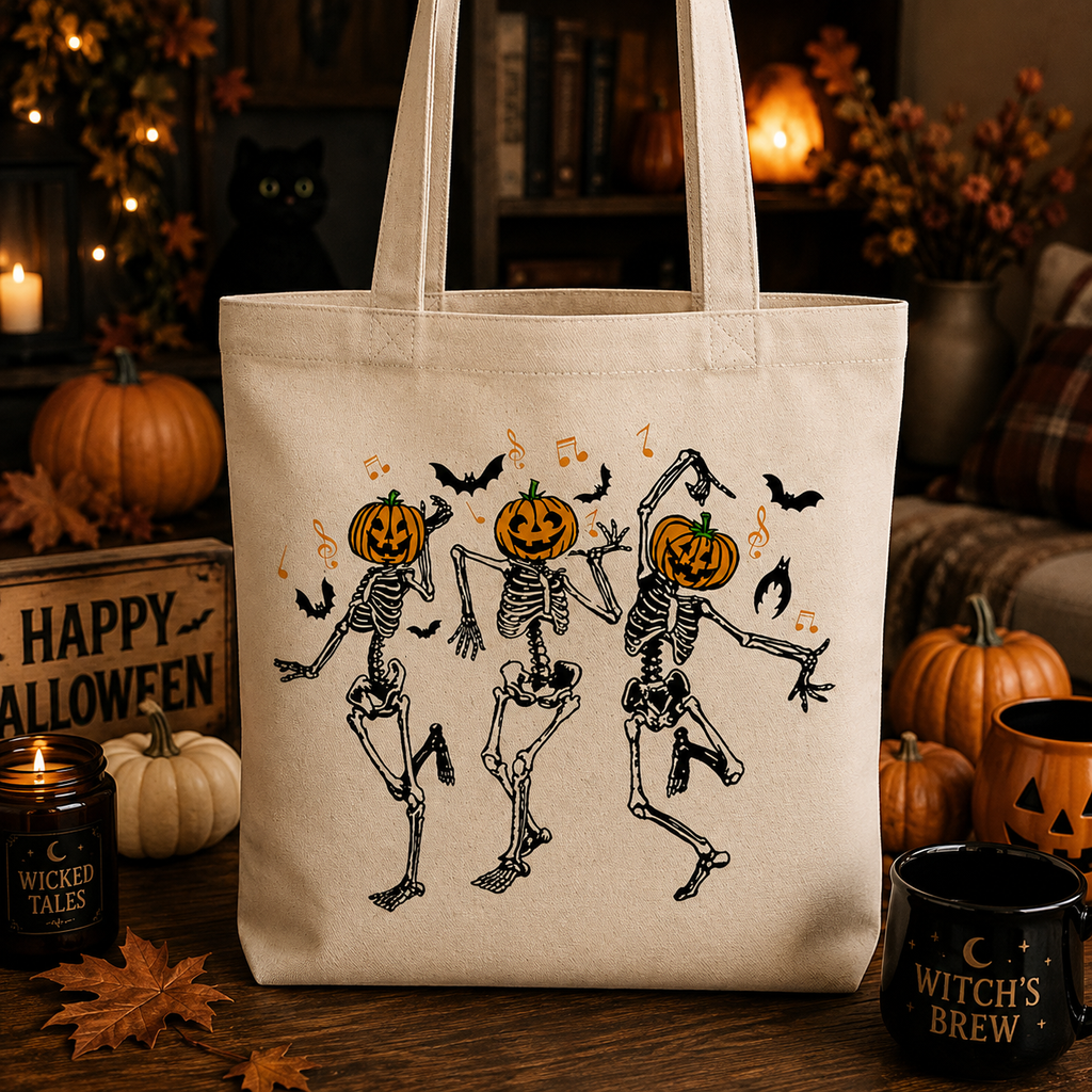 Dancing Skeletons Canvas Tote