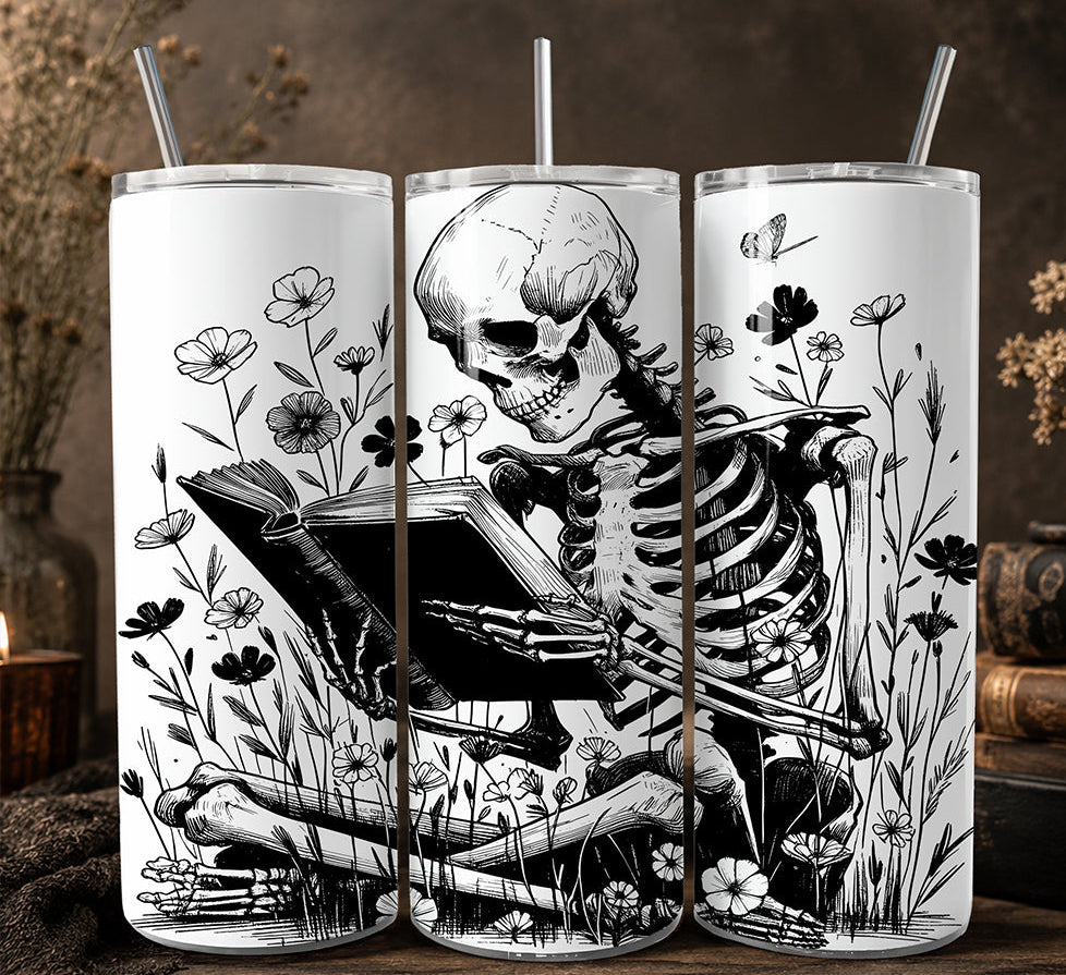 Gothic Reading Skeleton 20oz Tumbler
