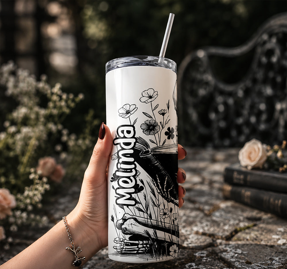 Gothic Reading Skeleton 20oz Tumbler