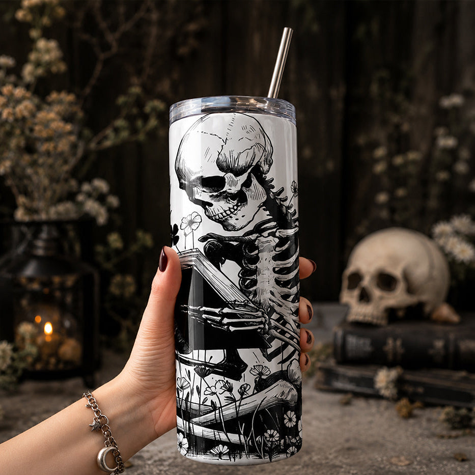 Gothic Reading Skeleton 20oz Tumbler