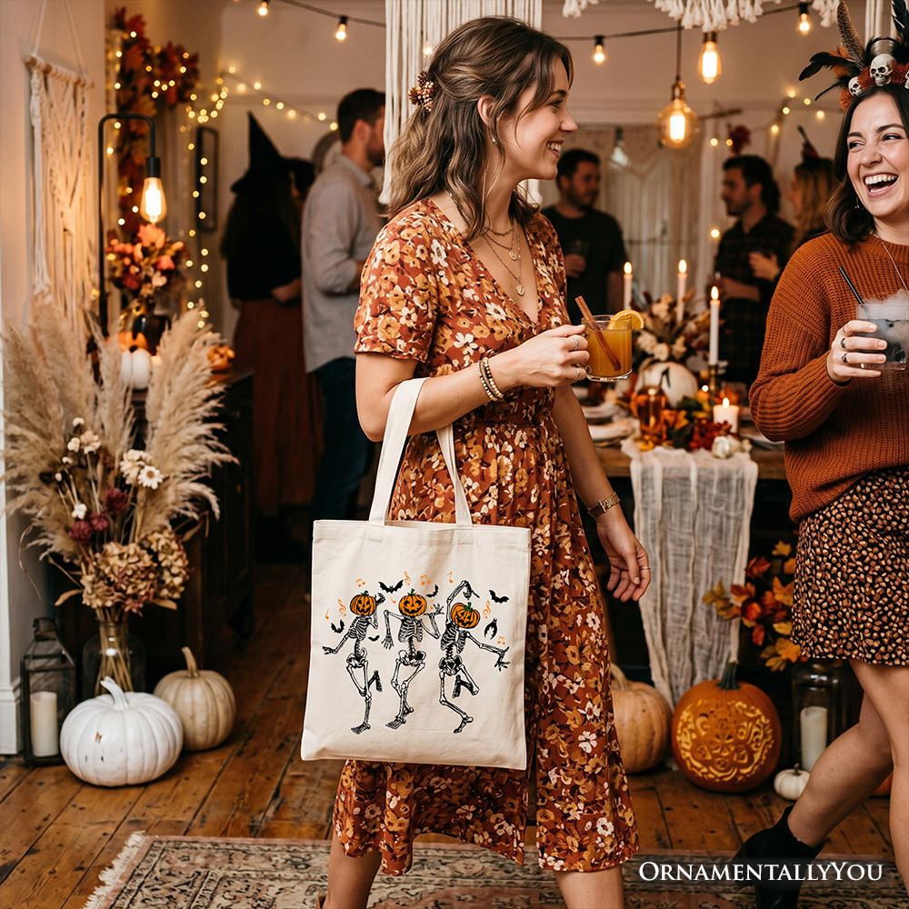 Dancing Skeletons Canvas Tote