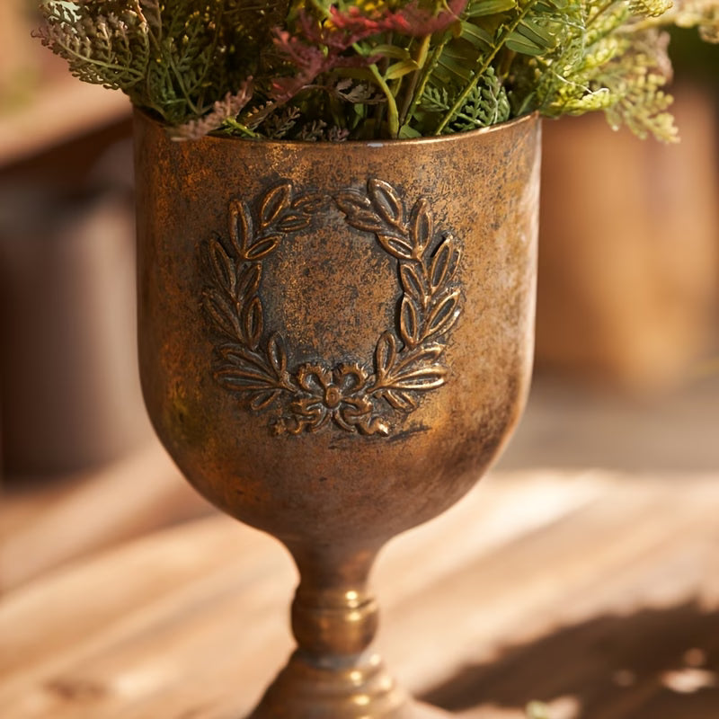 The Laurel Chalice | Antique Gold Urn Planter