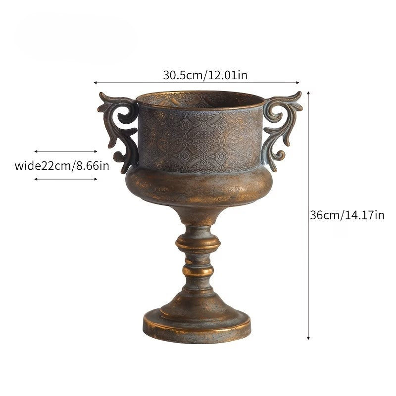 Antique Gold Pedestal Urn Planter