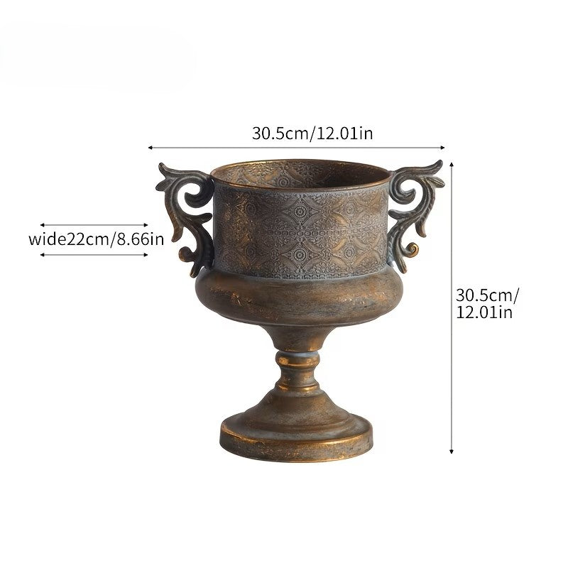 Antique Gold Pedestal Urn Planter