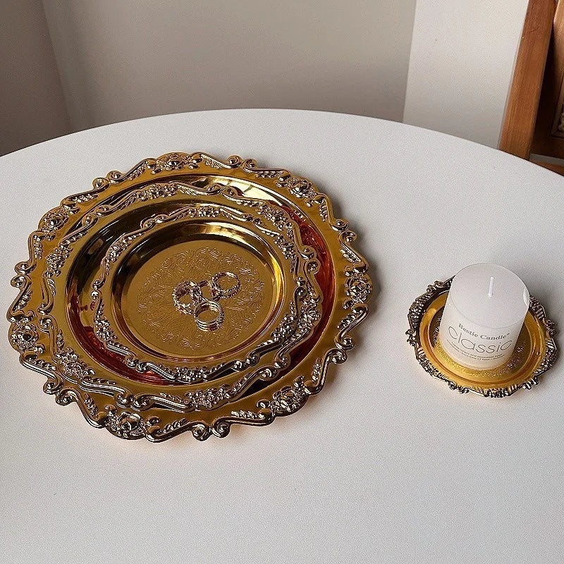 Vintage Baroque Trinket & Dessert Tray | Gold & Silver