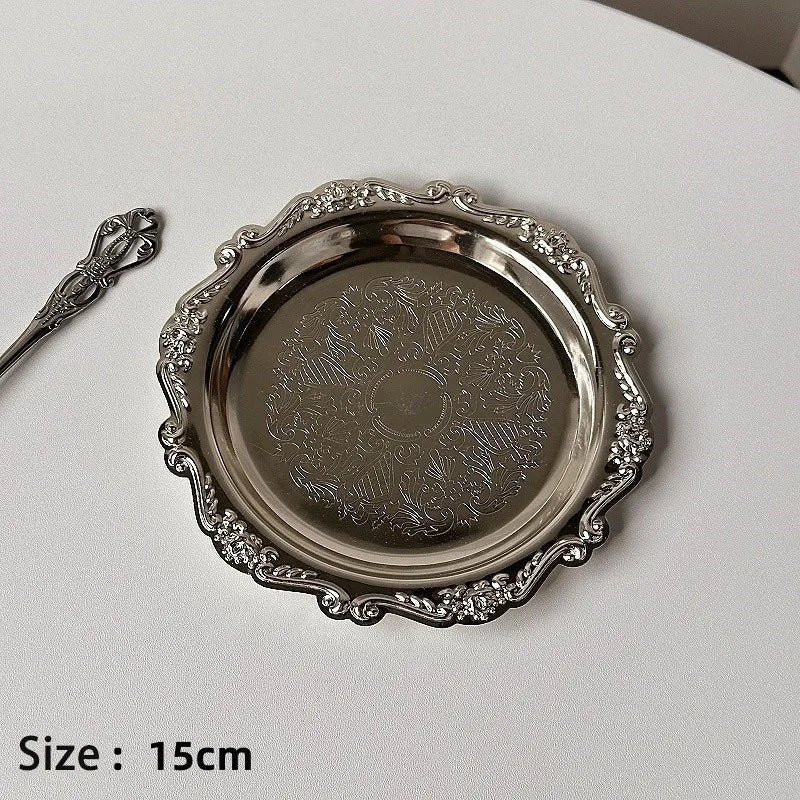 Vintage Baroque Trinket & Dessert Tray | Gold & Silver