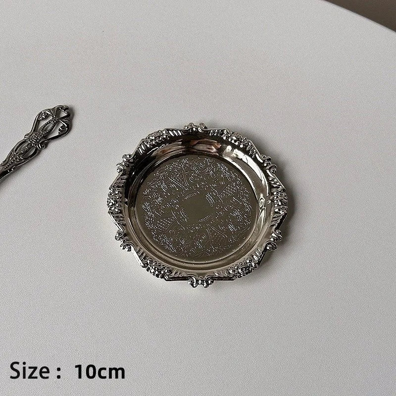 Vintage Baroque Trinket & Dessert Tray | Gold & Silver
