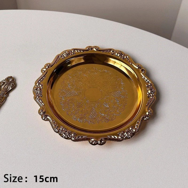 Vintage Baroque Trinket & Dessert Tray | Gold & Silver
