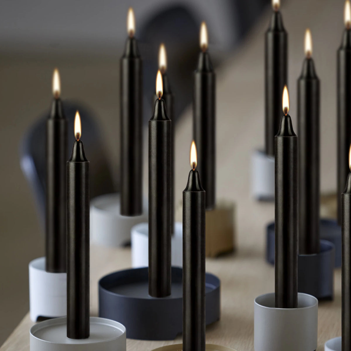 Midnight Taper Candles — Set of 12