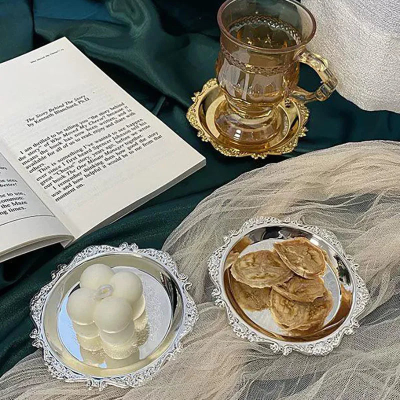 Vintage Baroque Trinket & Dessert Tray | Gold & Silver
