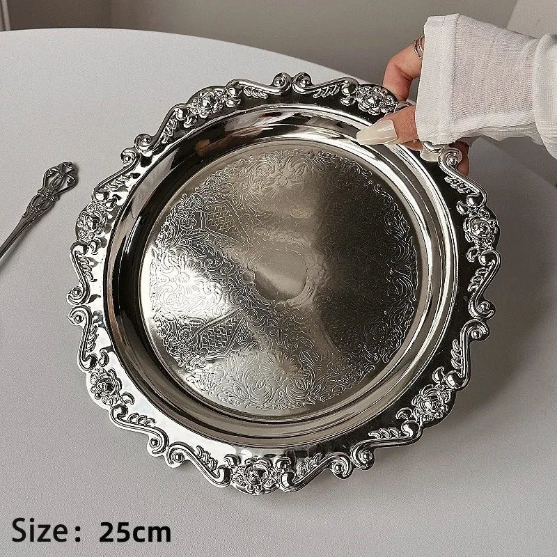Vintage Baroque Trinket & Dessert Tray | Gold & Silver