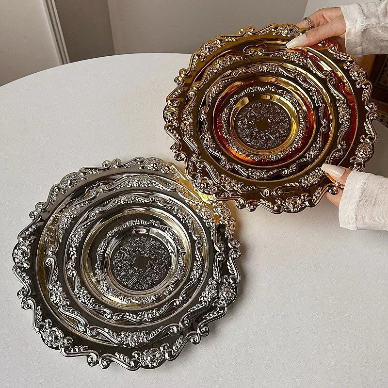 Vintage Baroque Trinket & Dessert Tray | Gold & Silver