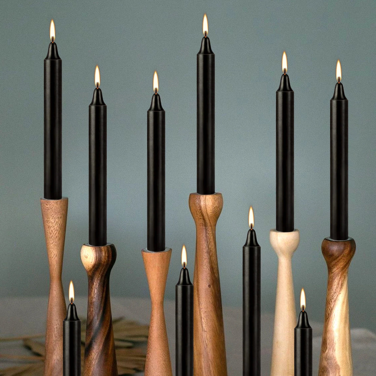 Midnight Taper Candles — Set of 12