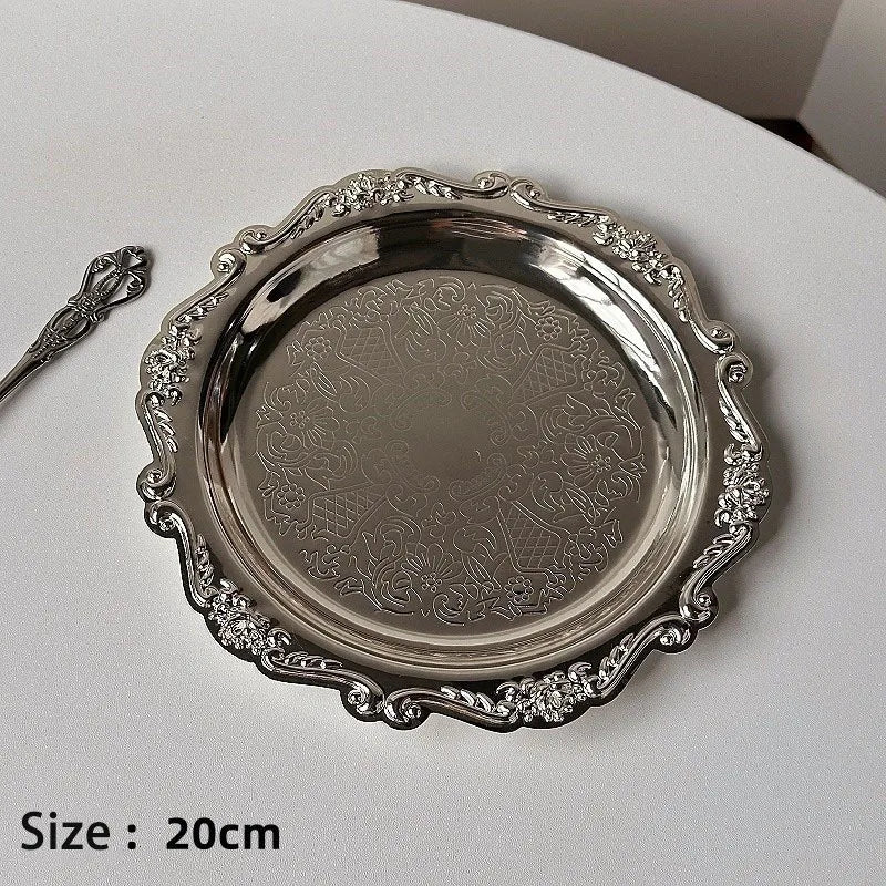 Vintage Baroque Trinket & Dessert Tray | Gold & Silver