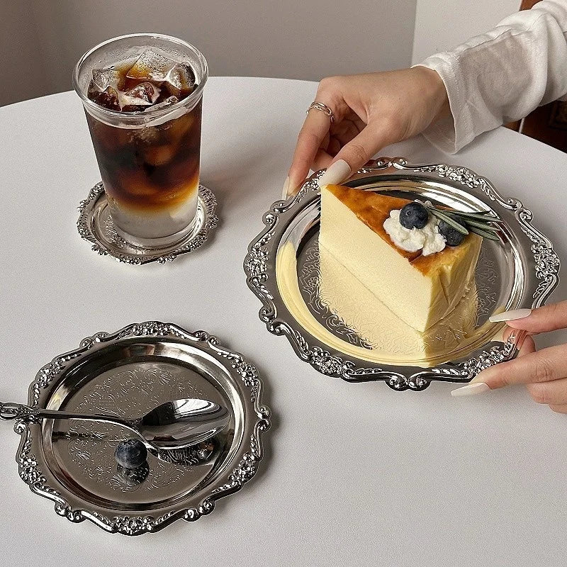 Vintage Baroque Trinket & Dessert Tray | Gold & Silver