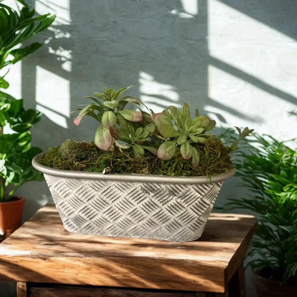 Vintage Basketweave Oval Planters – Set of 3