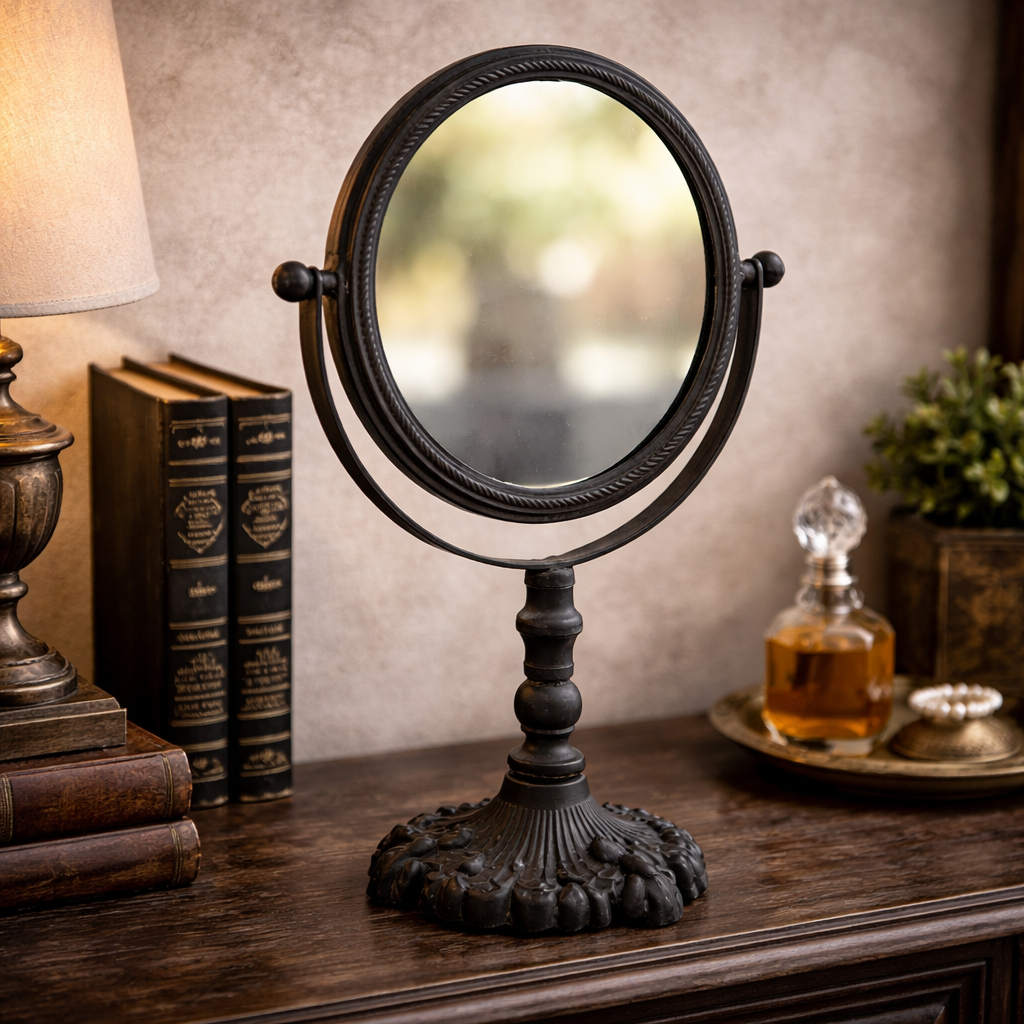 Antique Cast Iron Pivot Vanity Mirror