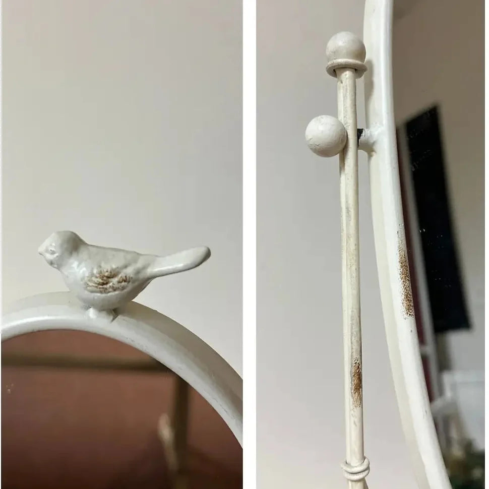 Vintage Ivory Tabletop Swing Mirror