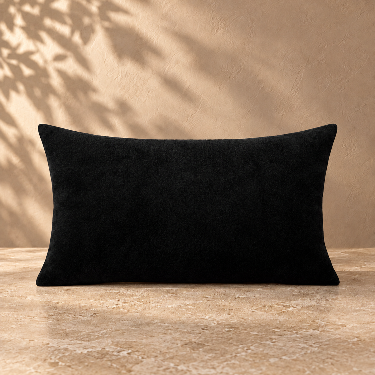 black hero velvet lumbar pillow, plain edges