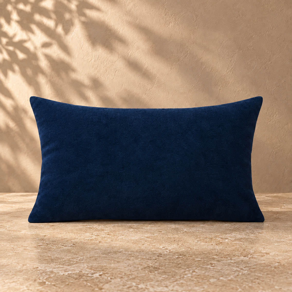 navy hero velvet lumbar pillow, plain edges