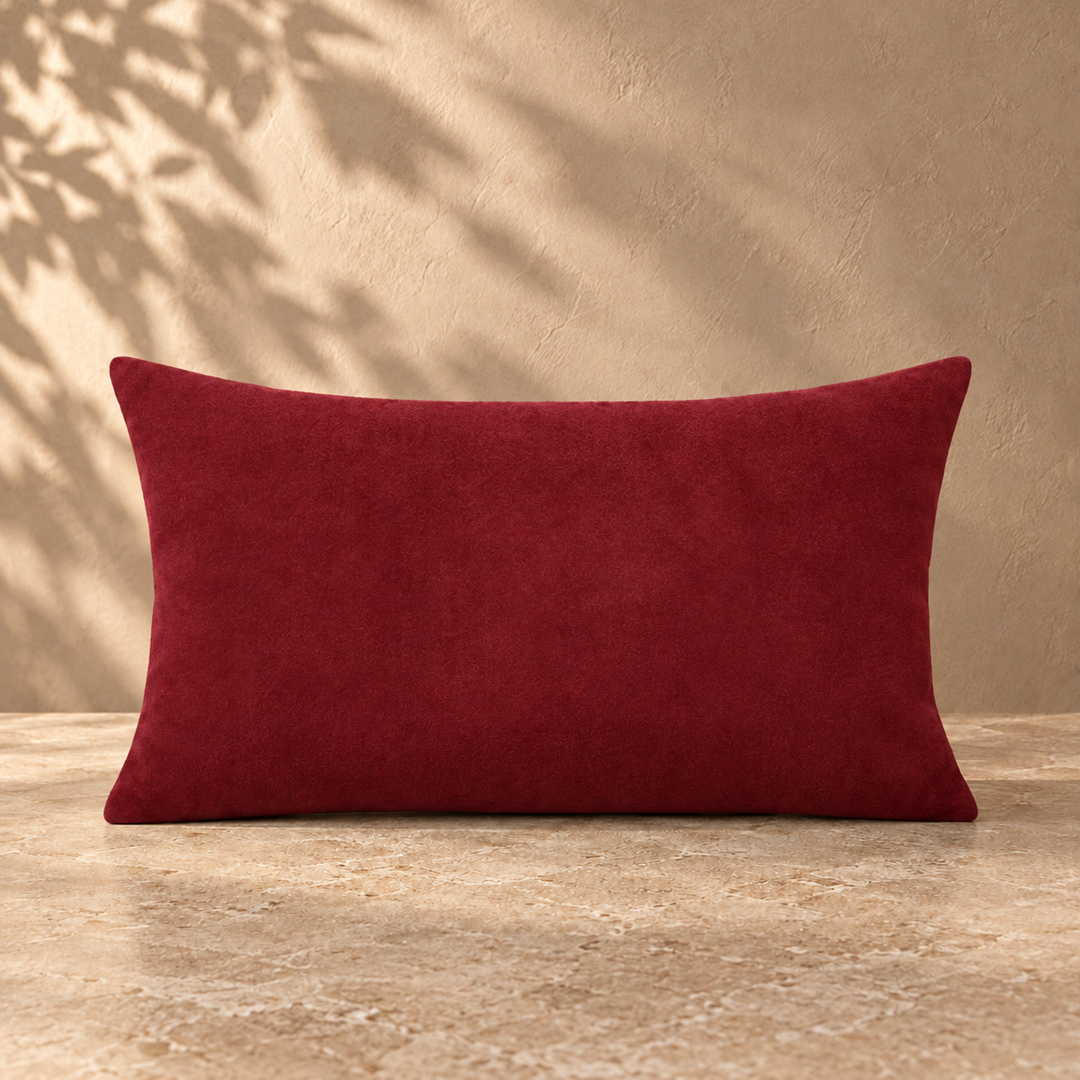 wine red hero velvet lumbar pillow, plain edges