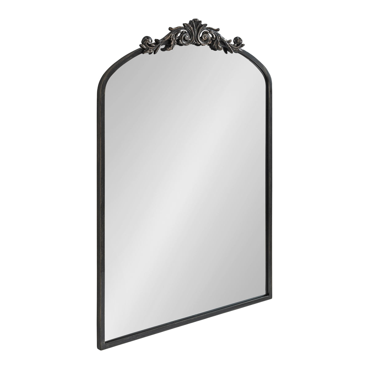 Decorative wall mirror with ornate frame on a white background