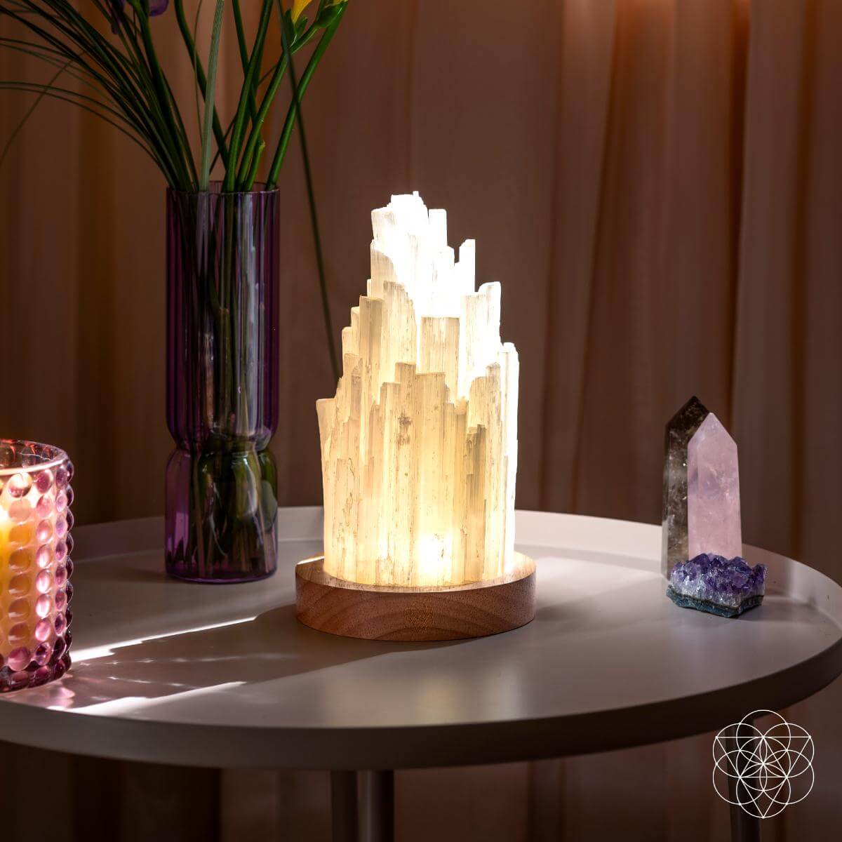 Moonveil | Natural Selenite Crystal Lamp