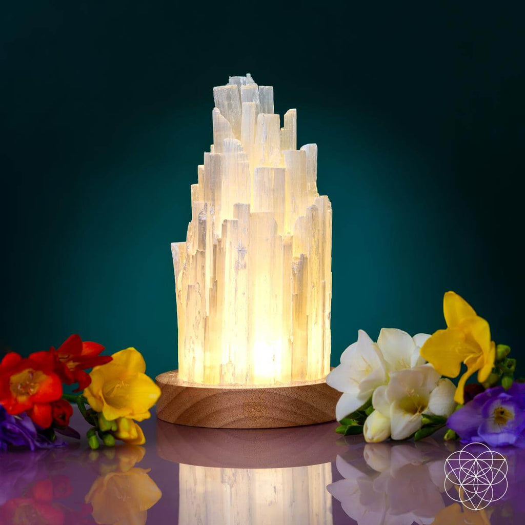 Moonveil | Natural Selenite Crystal Lamp