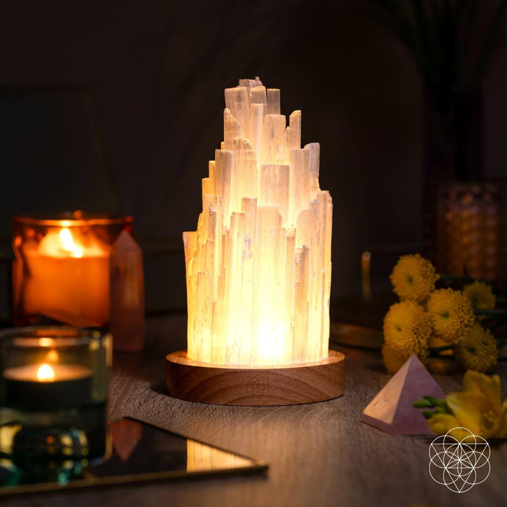 Moonveil | Natural Selenite Crystal Lamp
