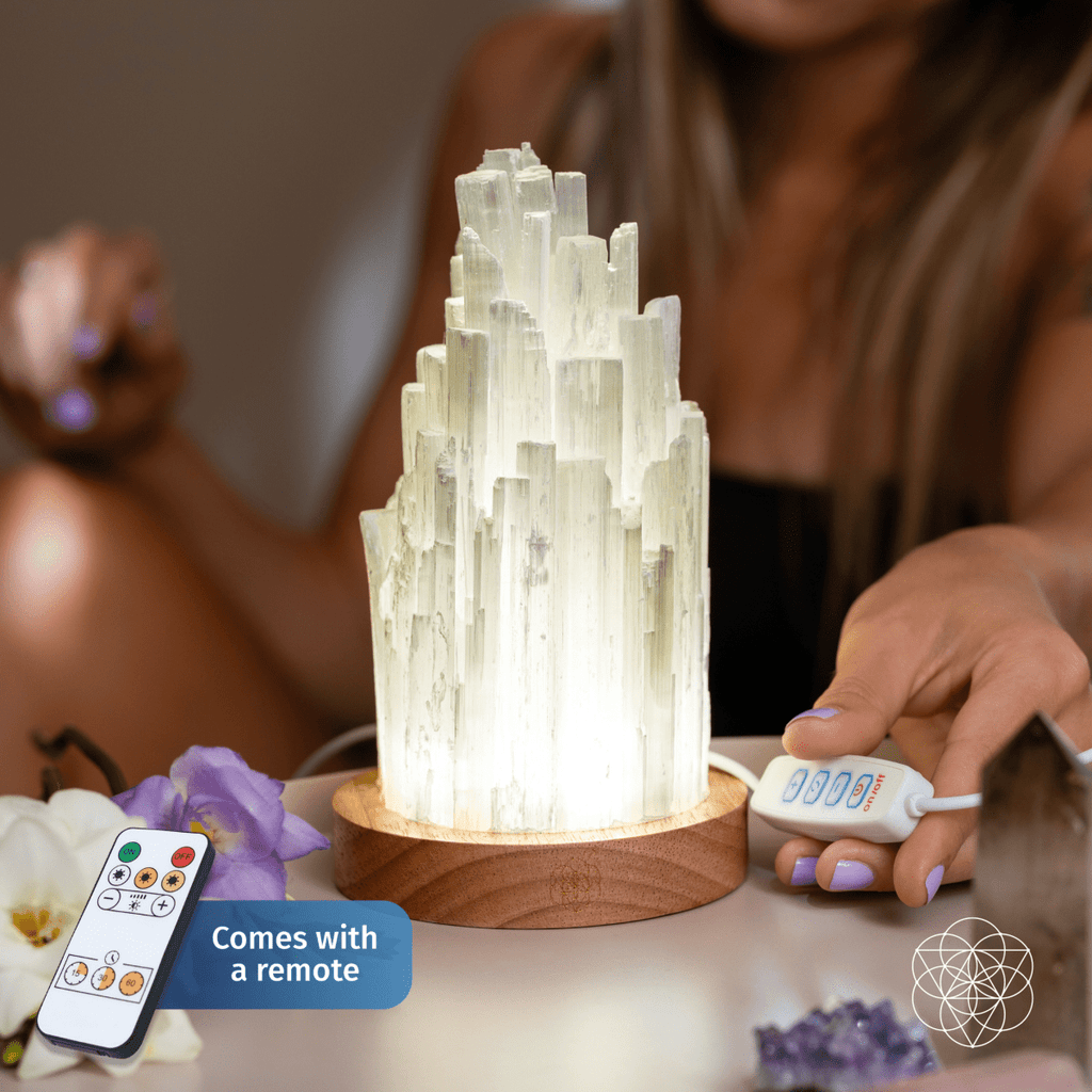 Moonveil | Natural Selenite Crystal Lamp