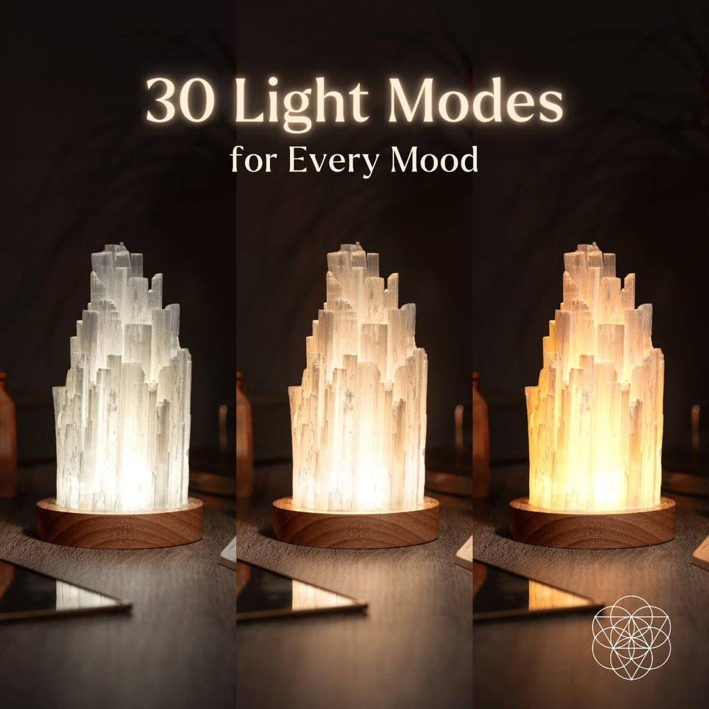 Moonveil | Natural Selenite Crystal Lamp