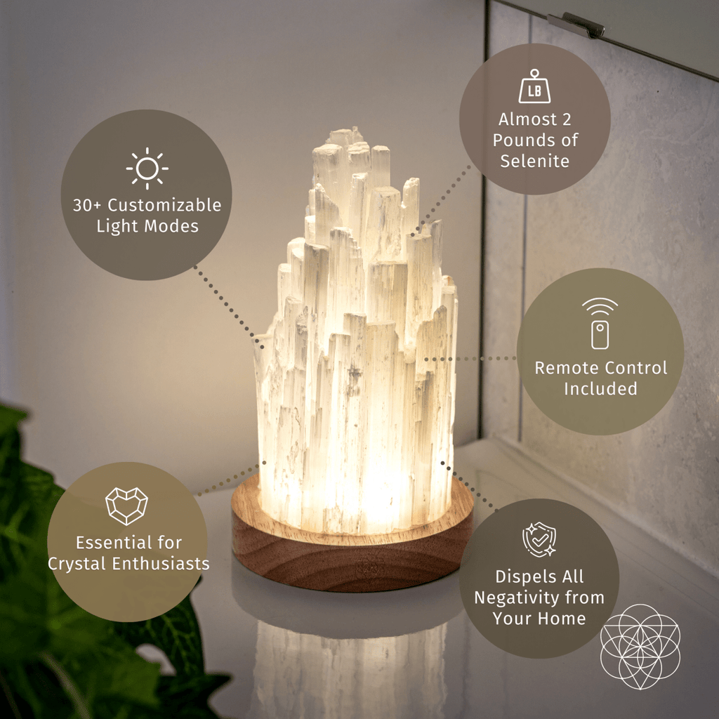 Moonveil | Natural Selenite Crystal Lamp